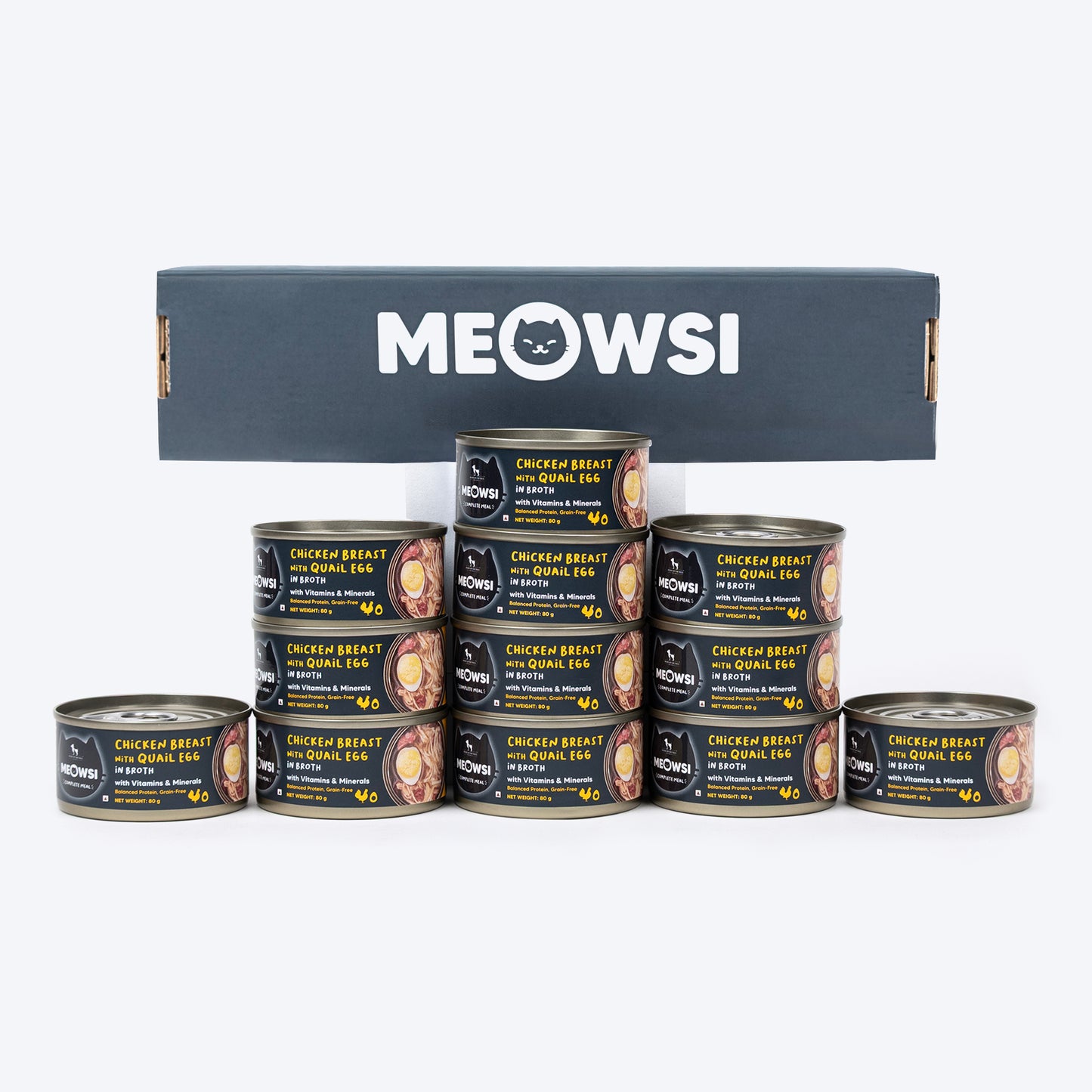 Meowsi by HUFT Chicken Breast With Quail Egg In Broth Canned Cat Wet Food-80 gm