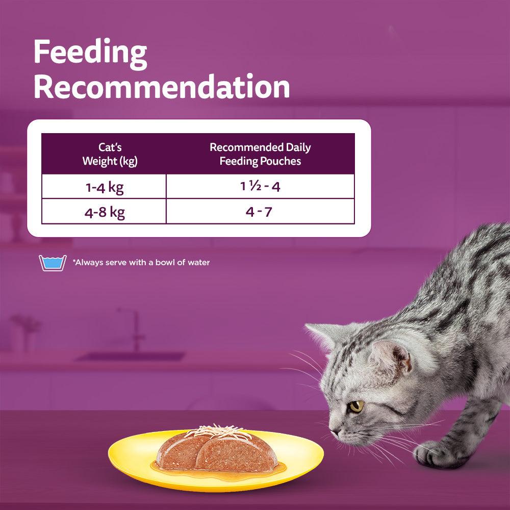 Whiskas Tuna and Chicken Meat in Jelly Flavour (1+ Years) Adult Cat Wet Food - 80 gm Pack