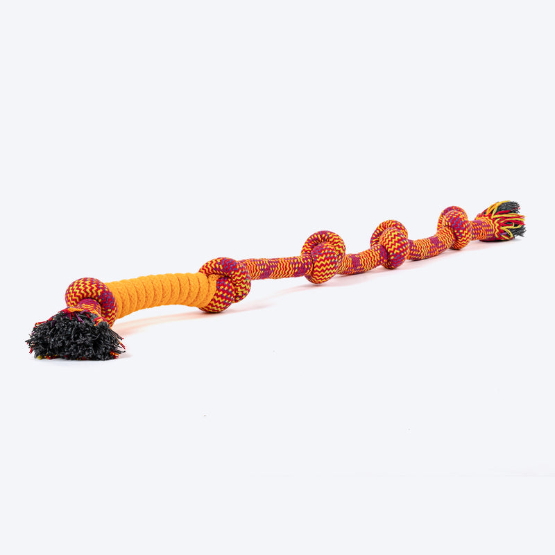 HUFT Tuggables Happy Knots Rope Toy For Dog - Orange & Red - Heads Up For Tails