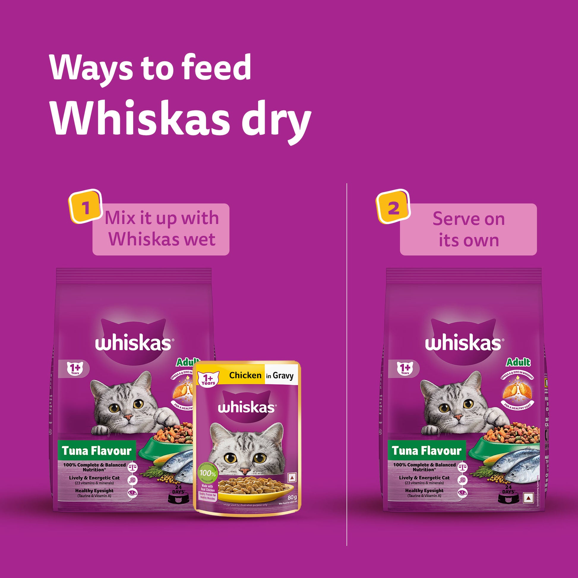 Whiskas Adult (1+ Years) Tuna Flavour Dry Cat Food - Heads Up For Tails