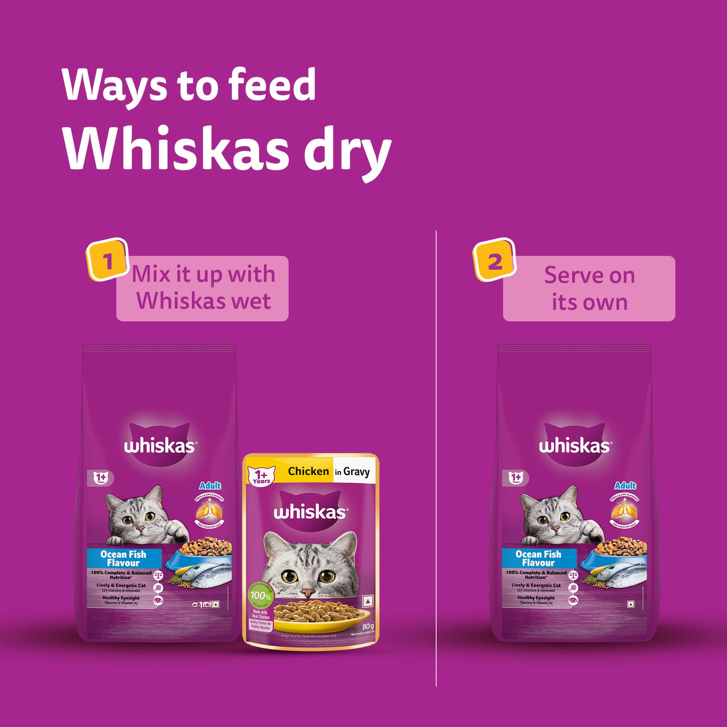 Whiskas Adult (1+ Years) Ocean Fish Flavour Dry Cat Food - Heads Up For Tails