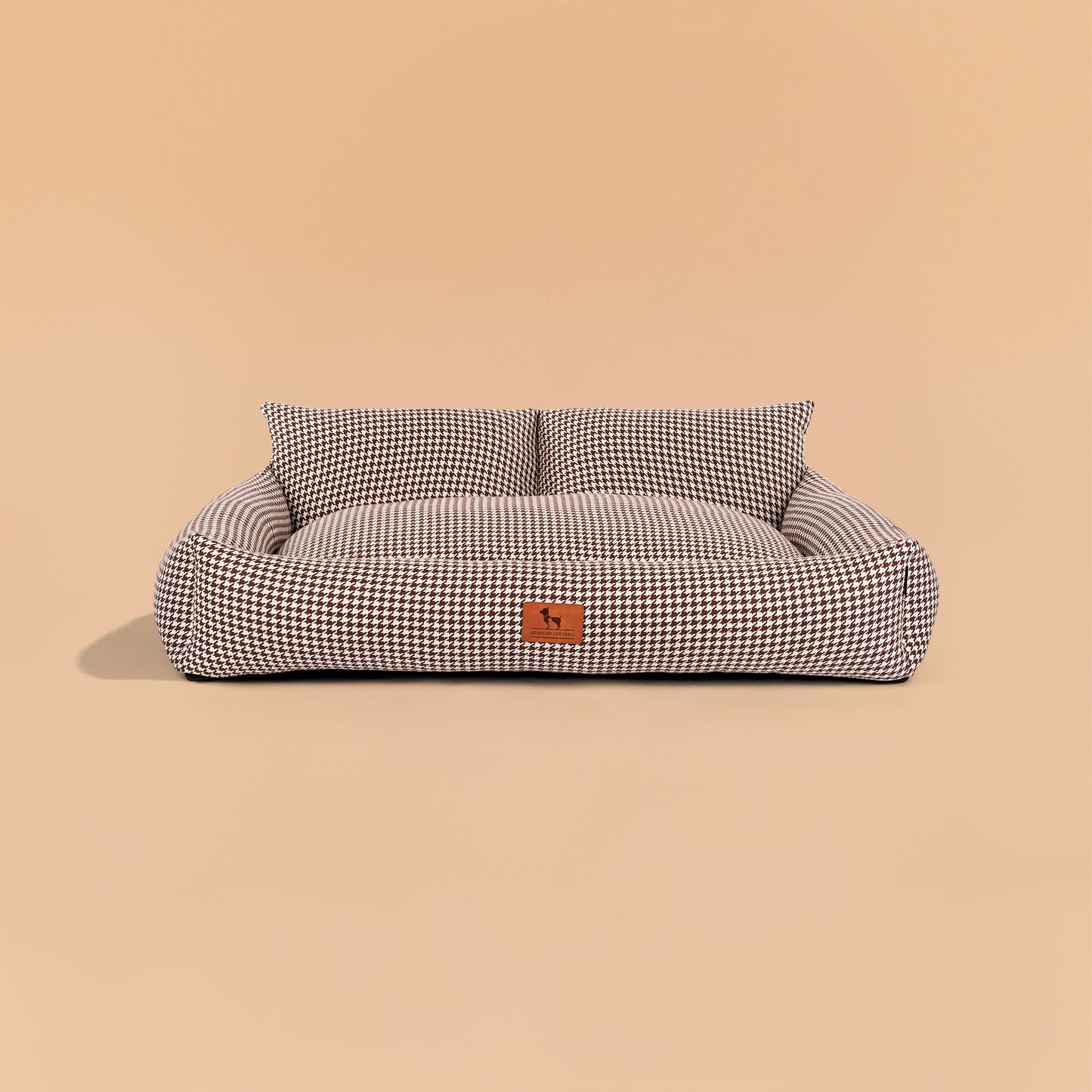 HUFT Cookie Houndstooth Lounger Bed For Dog - Brown - Heads Up For Tails