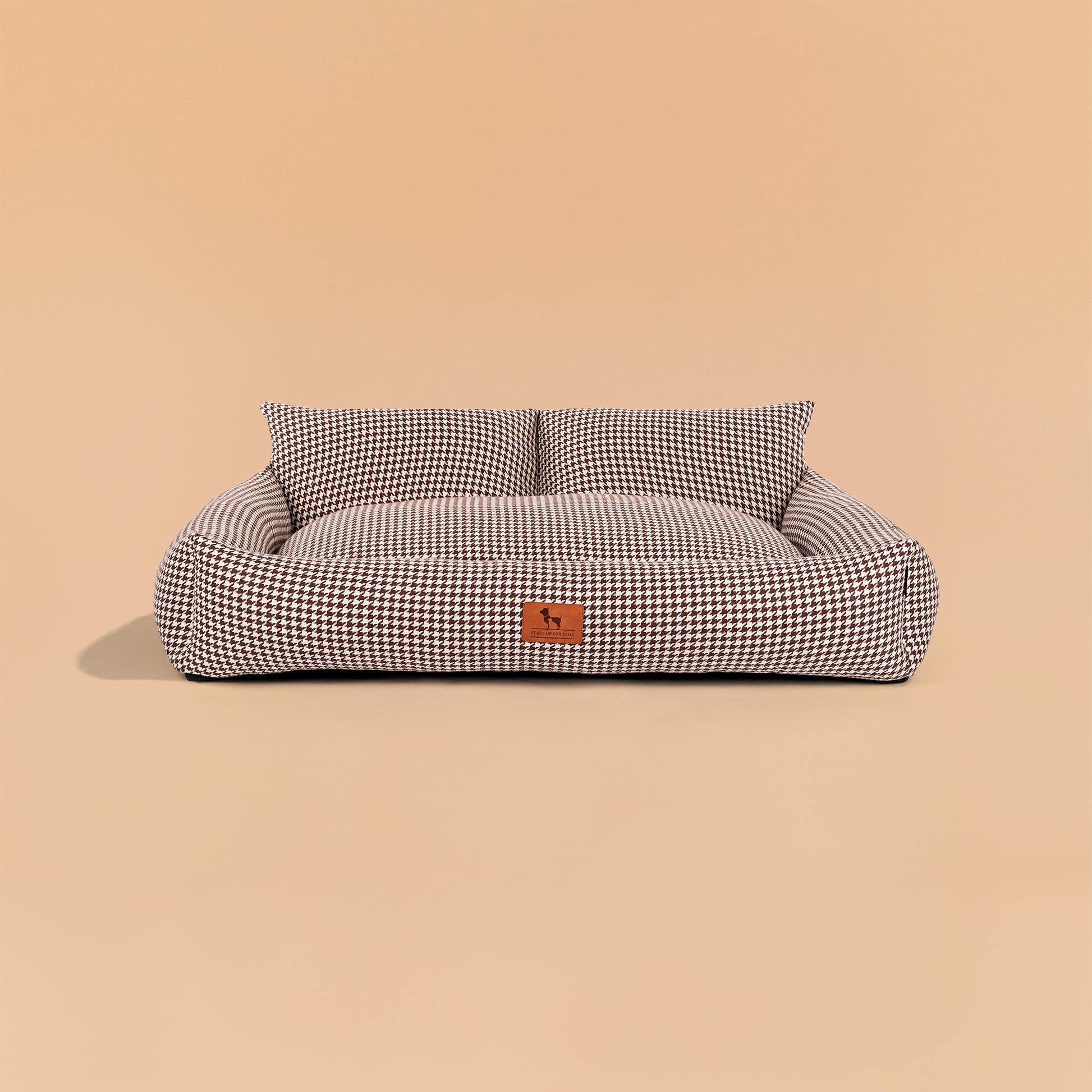 HUFT Cookie Houndstooth Lounger Bed For Dog - Brown - Heads Up For Tails