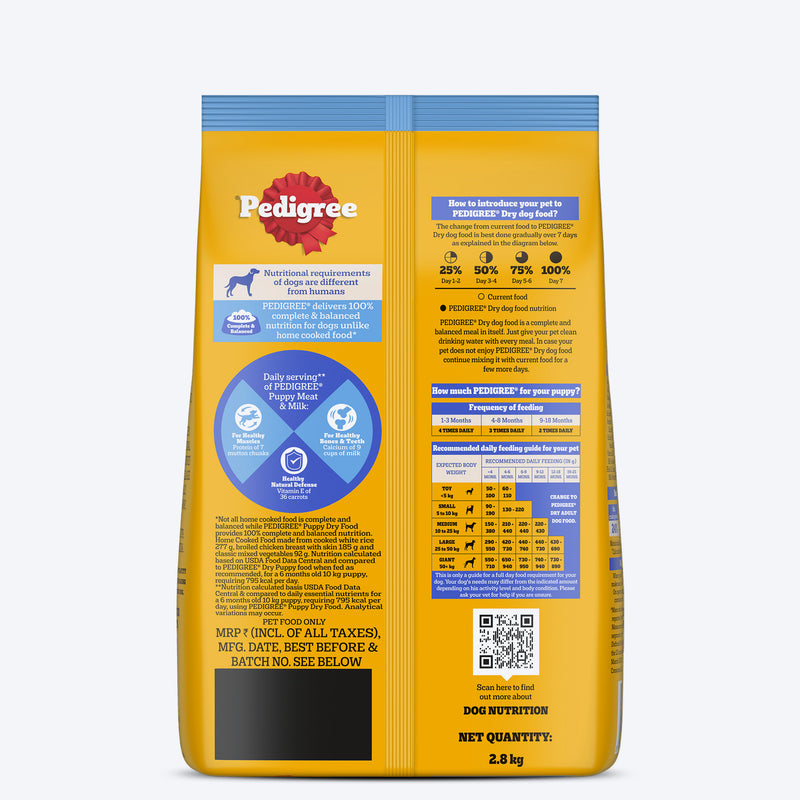 Pedigree Meat & Milk Puppy Dry Dog Food (Contains 37 Essential Nutrients)