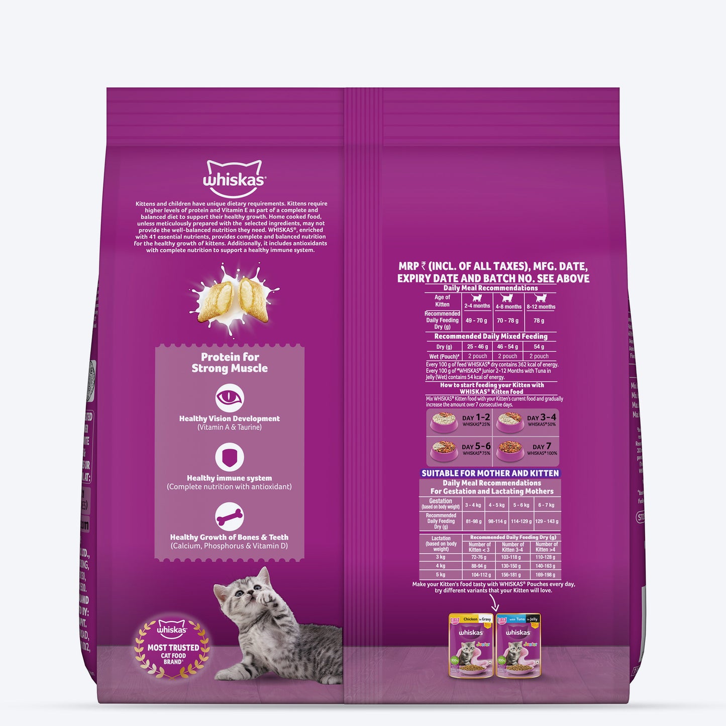 Whiskas Mackerel Flavour Dry Food For (2-12 Months) Kitten - Heads Up For Tails