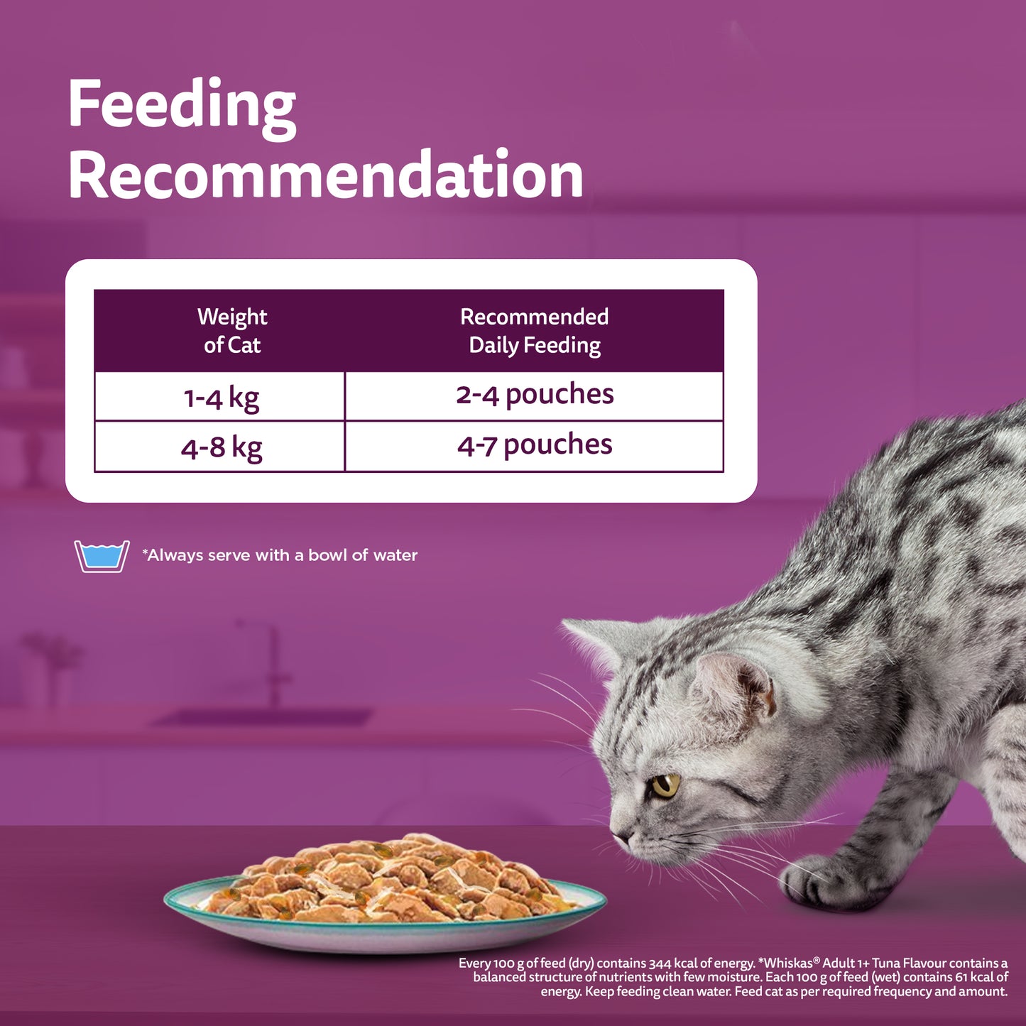 Whiskas Tasty Mix Wet Food Made With Real Fish (Salmon & Wakame Seaweed) With Chicken in Gravy For Adult (1+ year) Cat - 70 gm Pack