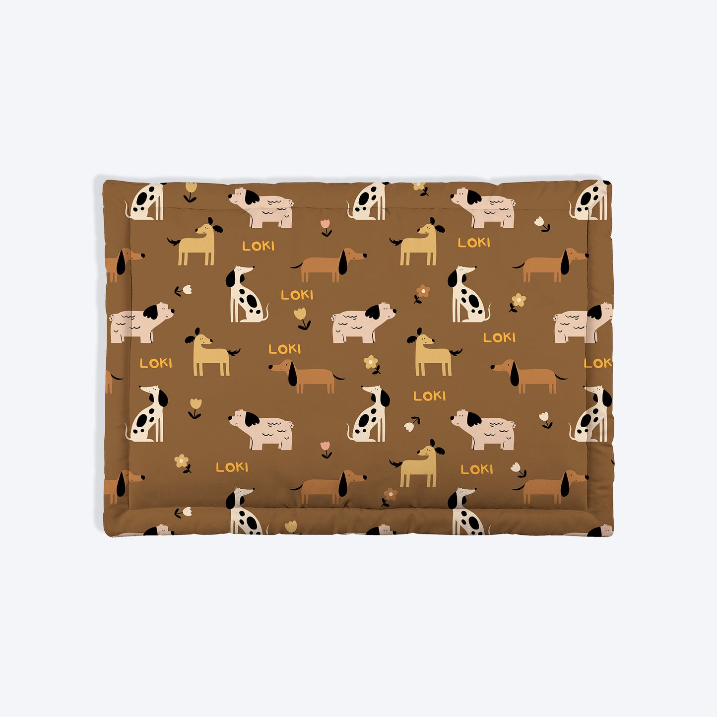 HUFT Personalised Bark & Bloom Mat For Dog & Cat - Brown - Heads Up For Tails