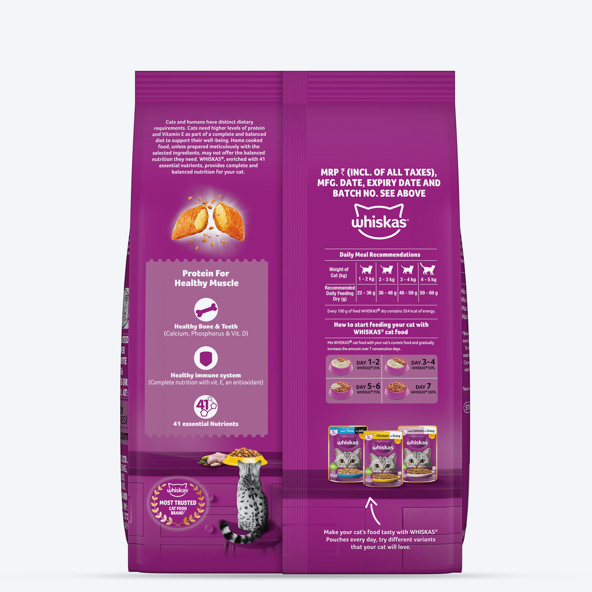 Whiskas Adult (1+ Years) Chicken Flavour Dry Food For Adult Cat - Heads Up For Tails