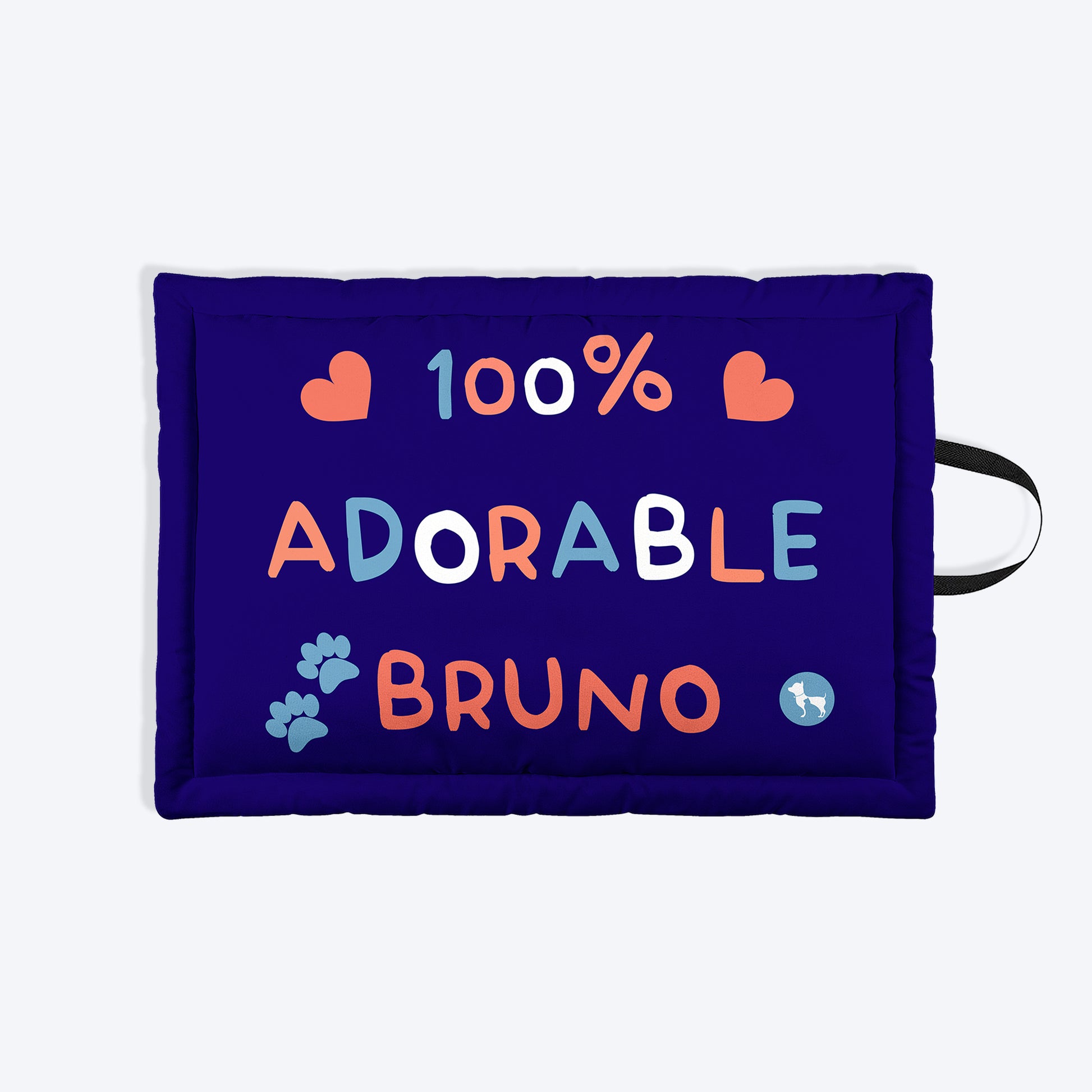 HUFT Personalised 100% Adorable Mat For Dog & Cat - Dark Blue - Heads Up For Tails