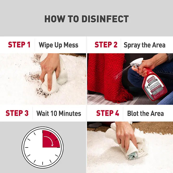 Nature's Miracle Advanced Platinum Stain & Odor Remover Virus Disinfectant Spray For Dog - 946 ml - Heads Up For Tails