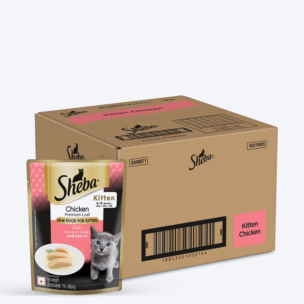 Sheba Rich Chicken Premium Loaf Wet Kitten Food Box - (24 X 70 g)1.68 kg - Heads Up For Tails