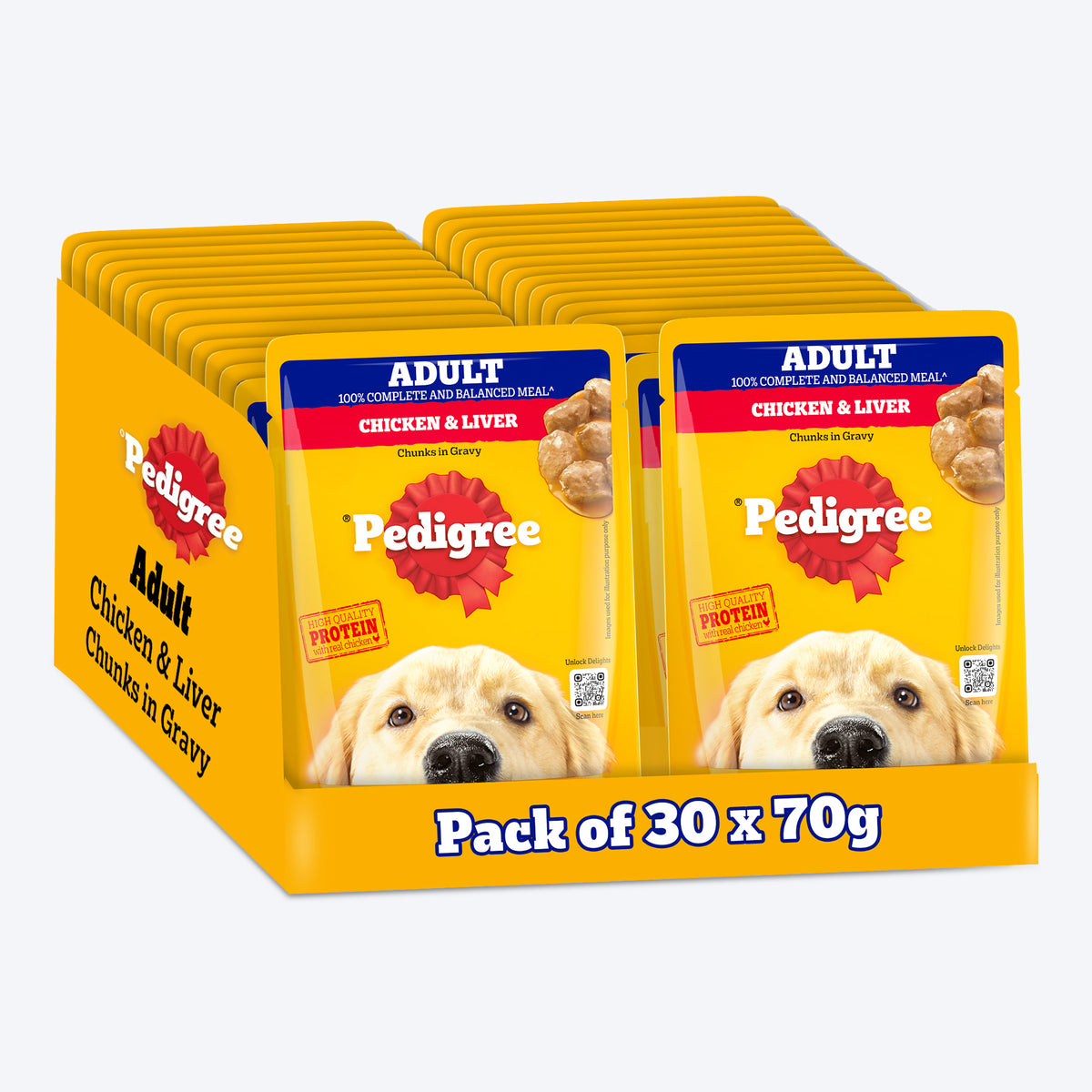 Pedigree Chicken & Liver Chunks in Gravy Adult Wet Dog Food - 70 g packs - Heads Up For Tails