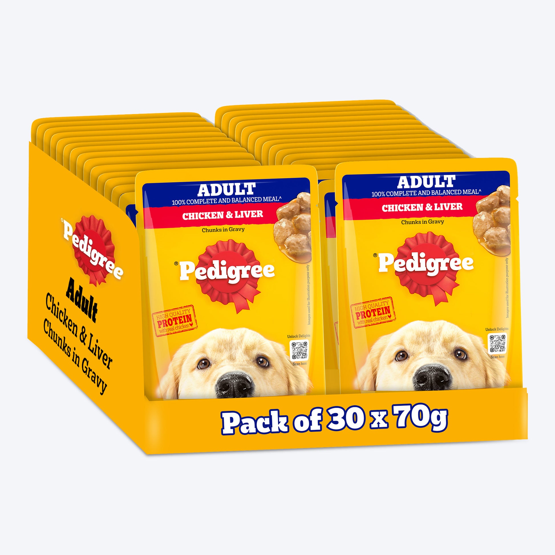 Pedigree Chicken & Liver Chunks in Gravy Adult Wet Dog Food - 70 g packs - Heads Up For Tails