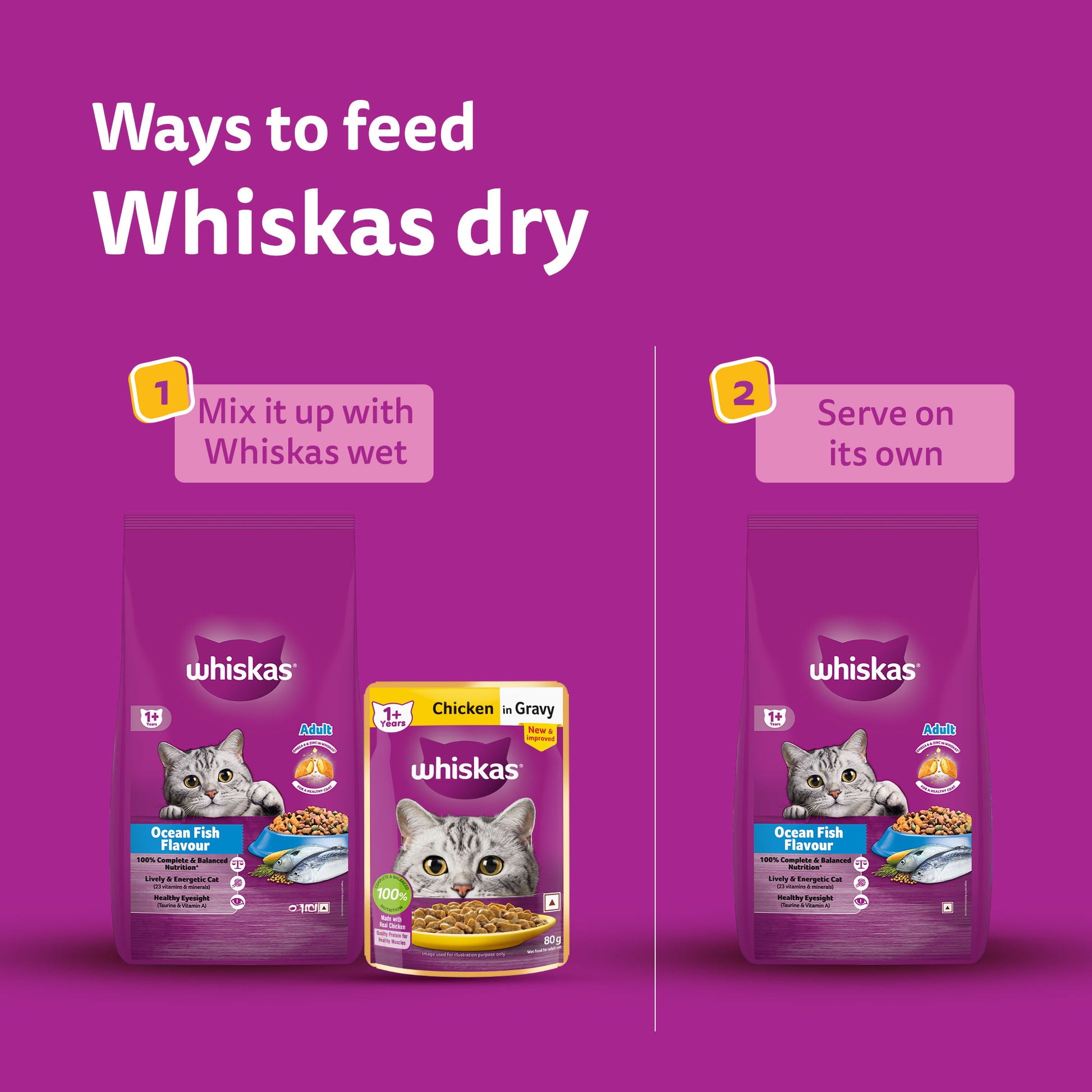 Whiskas Ocean Fish Dry Food For Adult Cat - Heads Up For Tails