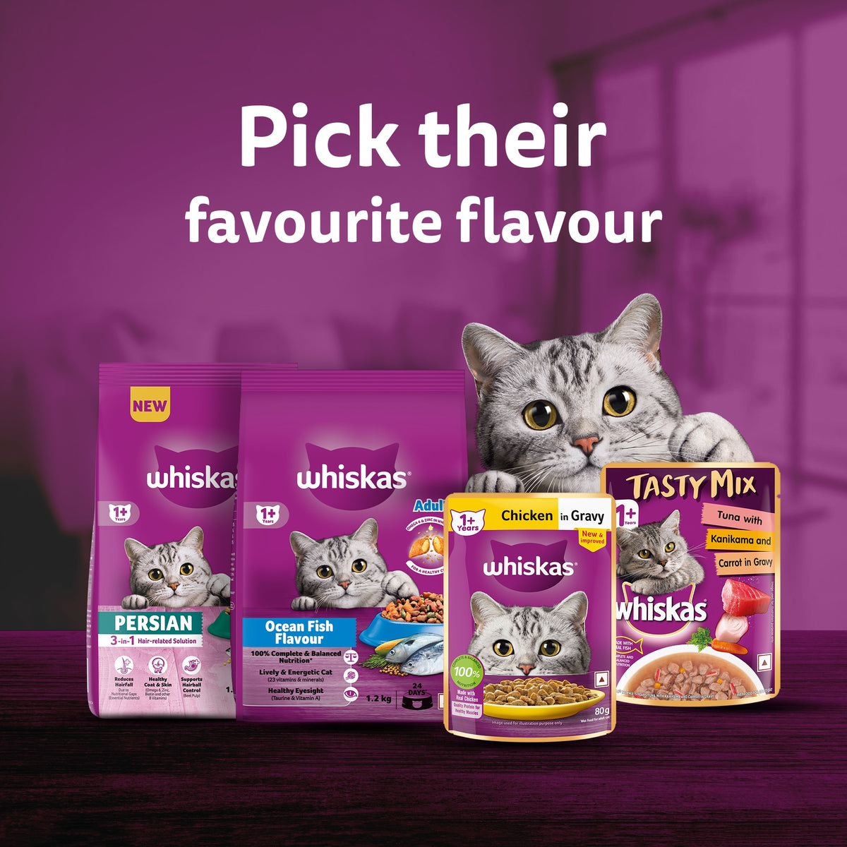Whiskas Salmon in Gravy (1+ Years) Wet Food For Adult Cat - 80 gm Pack - Heads Up For Tails