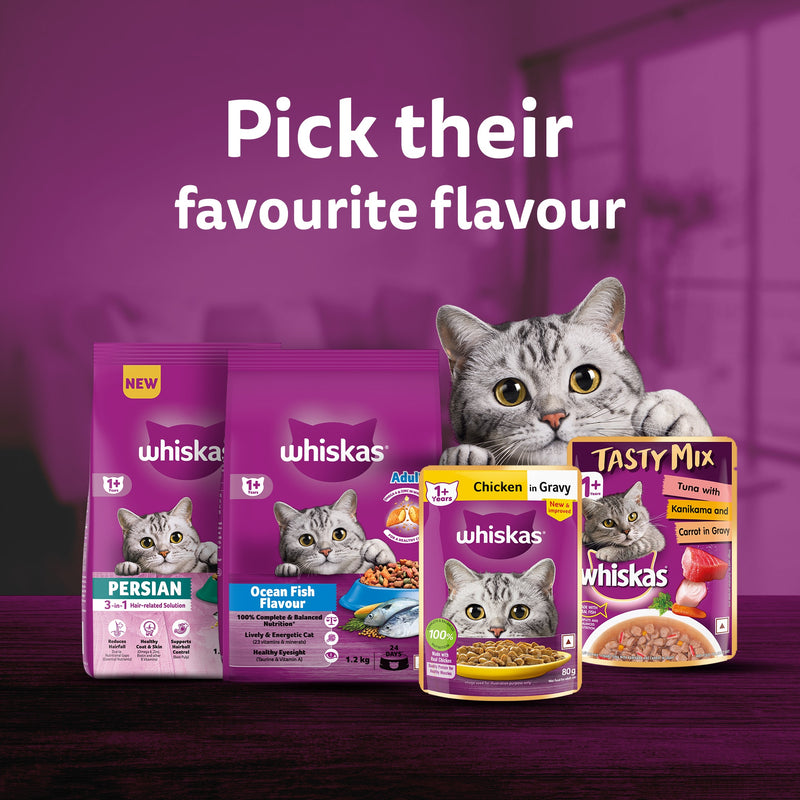 Whiskas Tuna And White Fish Wet Food For Adult Cat - 80 gm - Heads Up For Tails