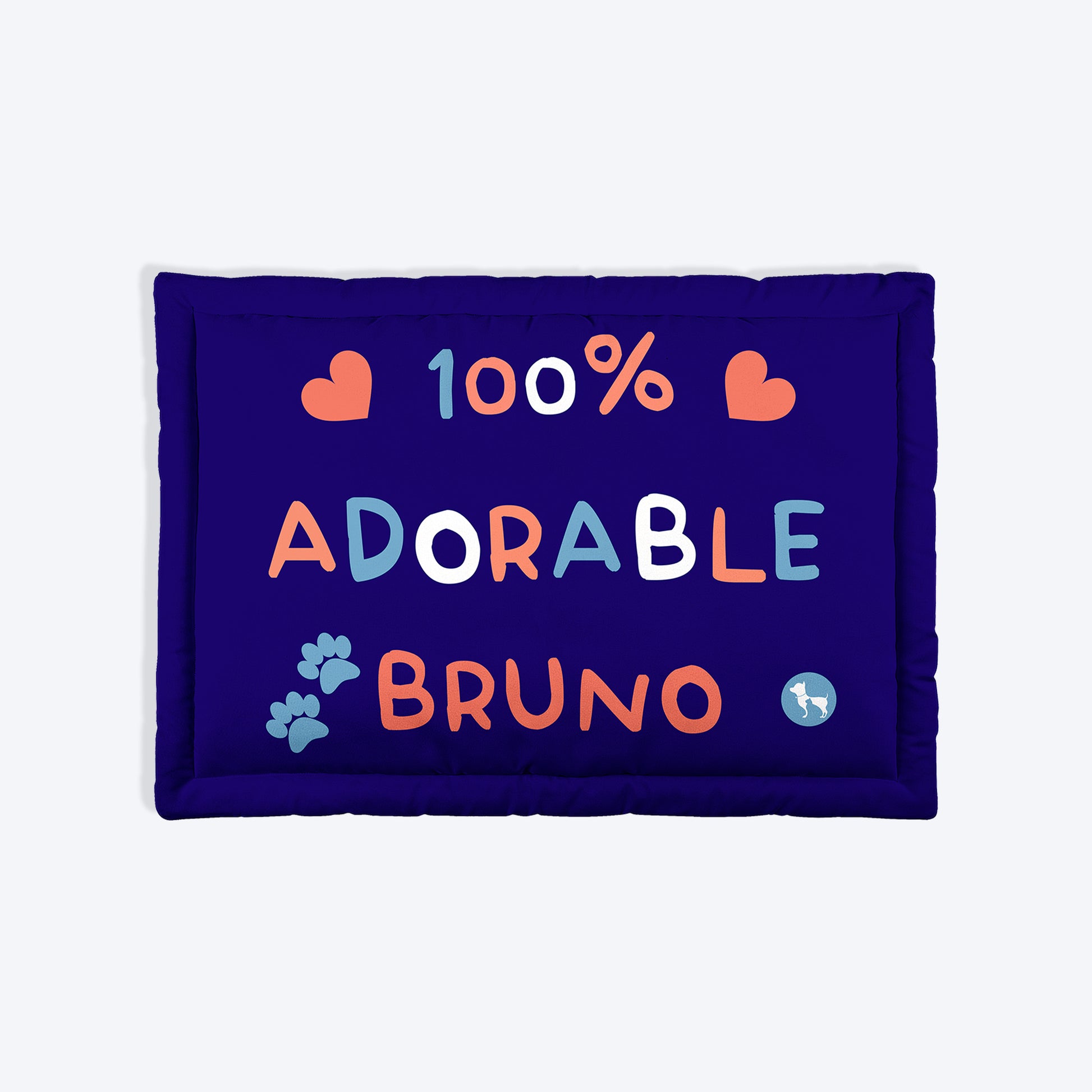 HUFT Personalised 100% Adorable Mat For Dog & Cat - Dark Blue - Heads Up For Tails