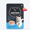 Meowsi by HUFT Tuna & Shrimp Mousse Cat Wet Food, 80 gm, grain-free, with vitamins and minerals for balanced nutrition.
