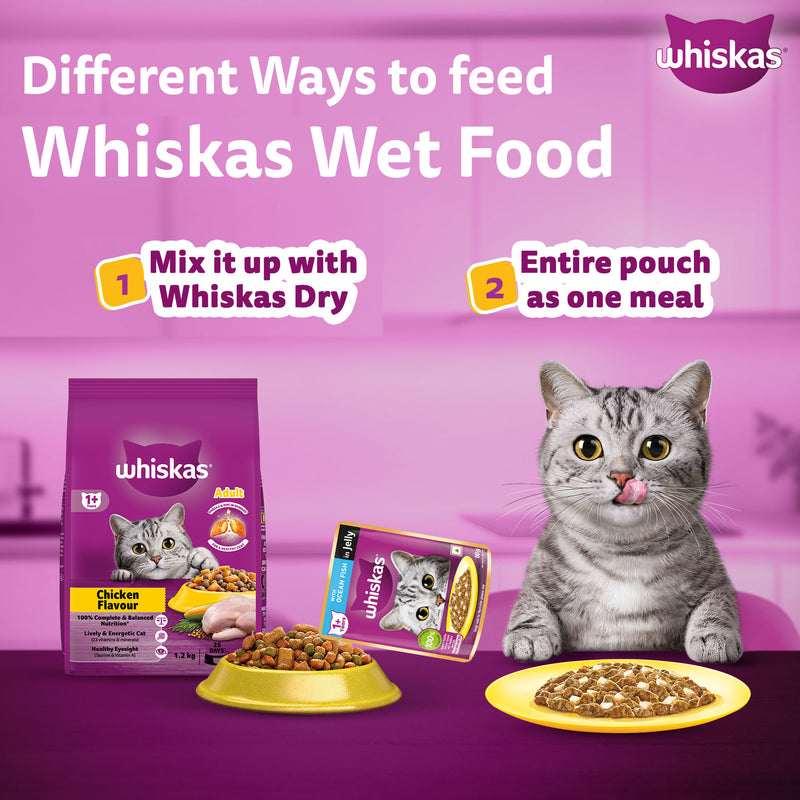 Whiskas Ocean Fish Wet Food For Adult Cat - 80 gm Pack - Heads Up For Tails