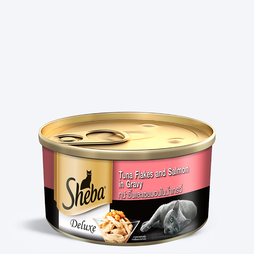 Sheba Deluxe Premium (1+ Years) Tuna Flakes & Salmon In Gravy Adult Cat Wet Food - 85 gm - Pack