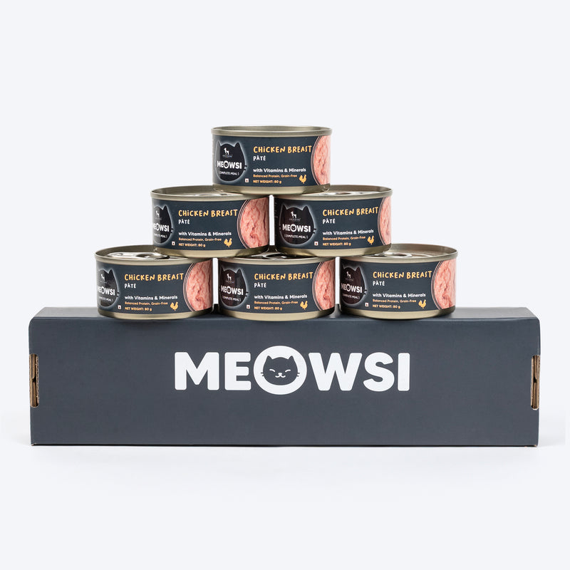 Meowsi by HUFT Chicken Breast pâté Canned Cat Wet Food, 80 gm, with vitamins and minerals, grain-free formula.