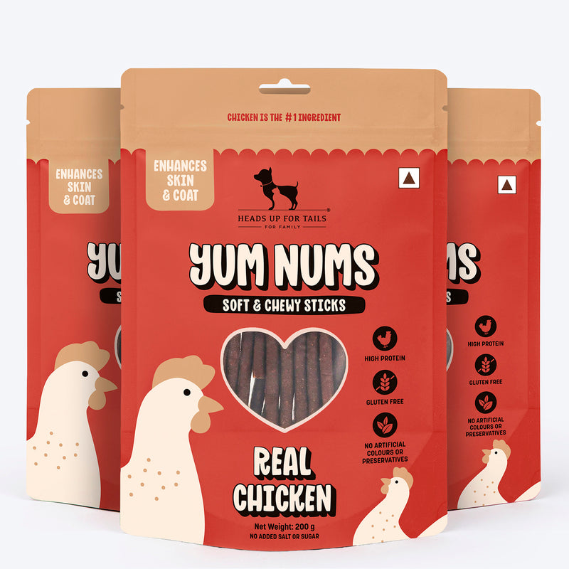 HUFT Yum Nums Soft & Chewy Sticks Real Chicken Treat For Dogs - Heads Up For Tails