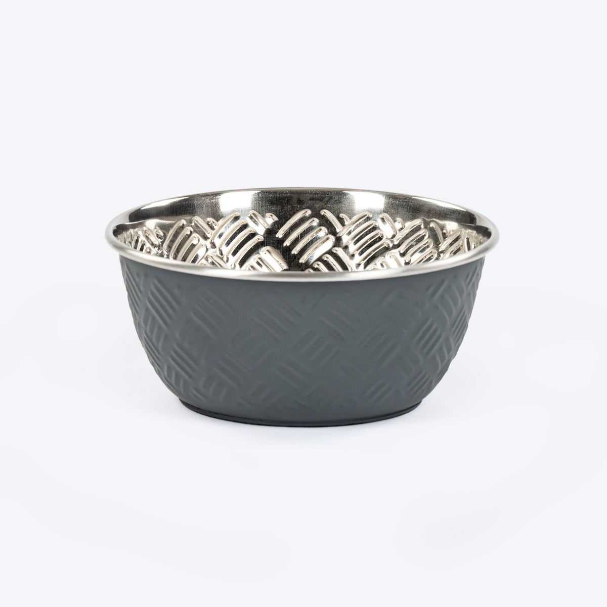 HUFT Sniff N' Snack Embossed Steel Bowl For Dogs - Grey - Heads Up For Tails