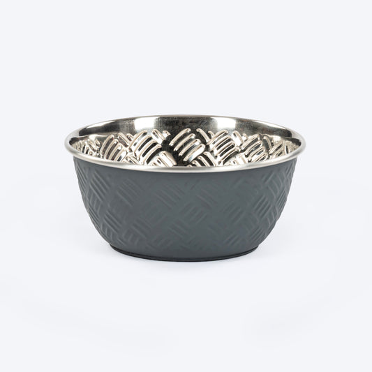HUFT Sniff N' Snack Embossed Steel Bowl For Dogs - Grey