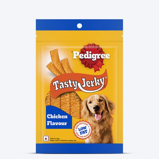 Pedigree Tasty Jerky Chicken Flavour Treat For Adult Dog - 70 g - Heads Up For Tails