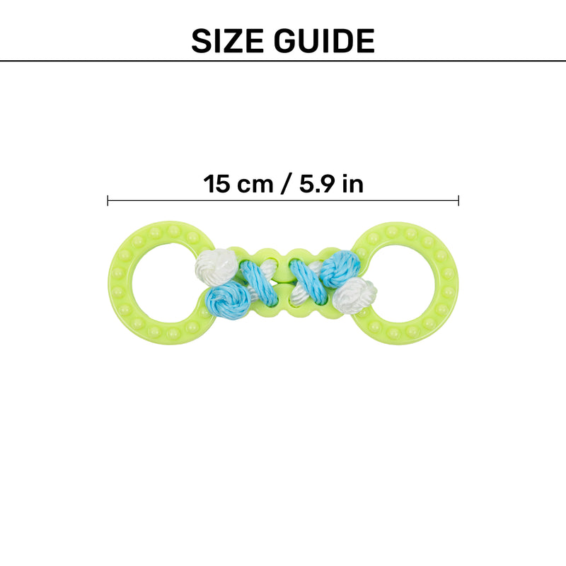 TLC Twin Rings Chew Toy For Puppies & Small Dogs - Green - Heads Up For Tails