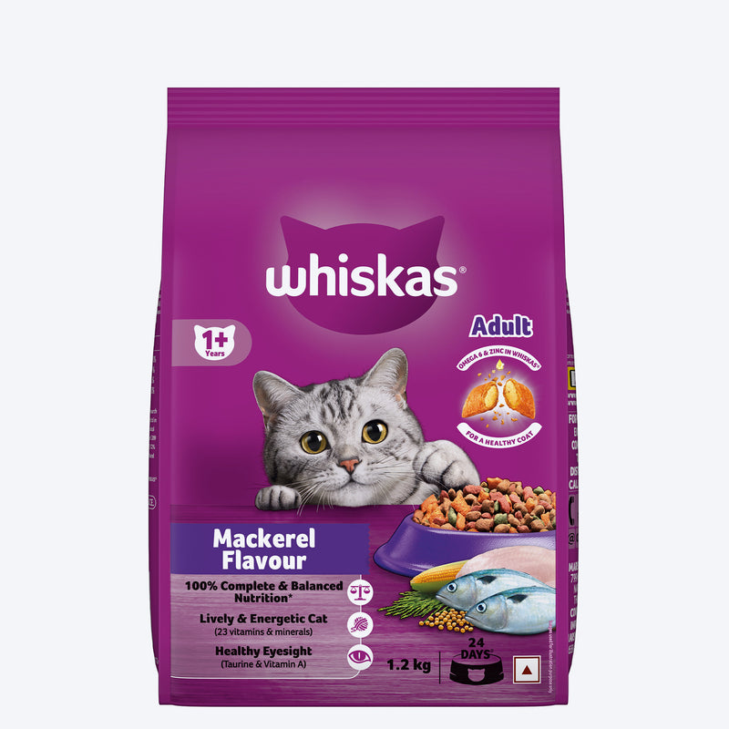 Whiskas Adult (1+ Years) Mackerel Flavour Dry Cat Food - Heads Up For Tails