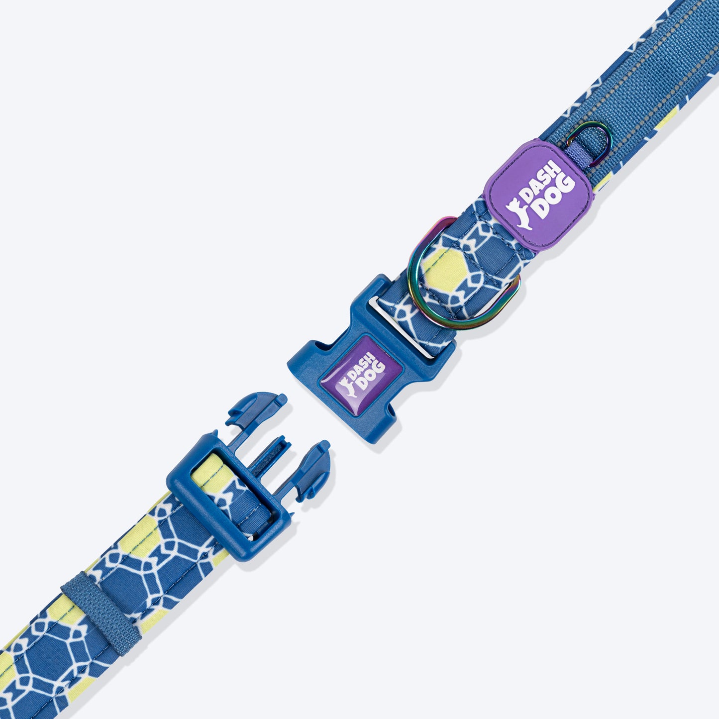 Dash Dog Wildcrest Padded Collar For Dog - Blue & Neon Green
