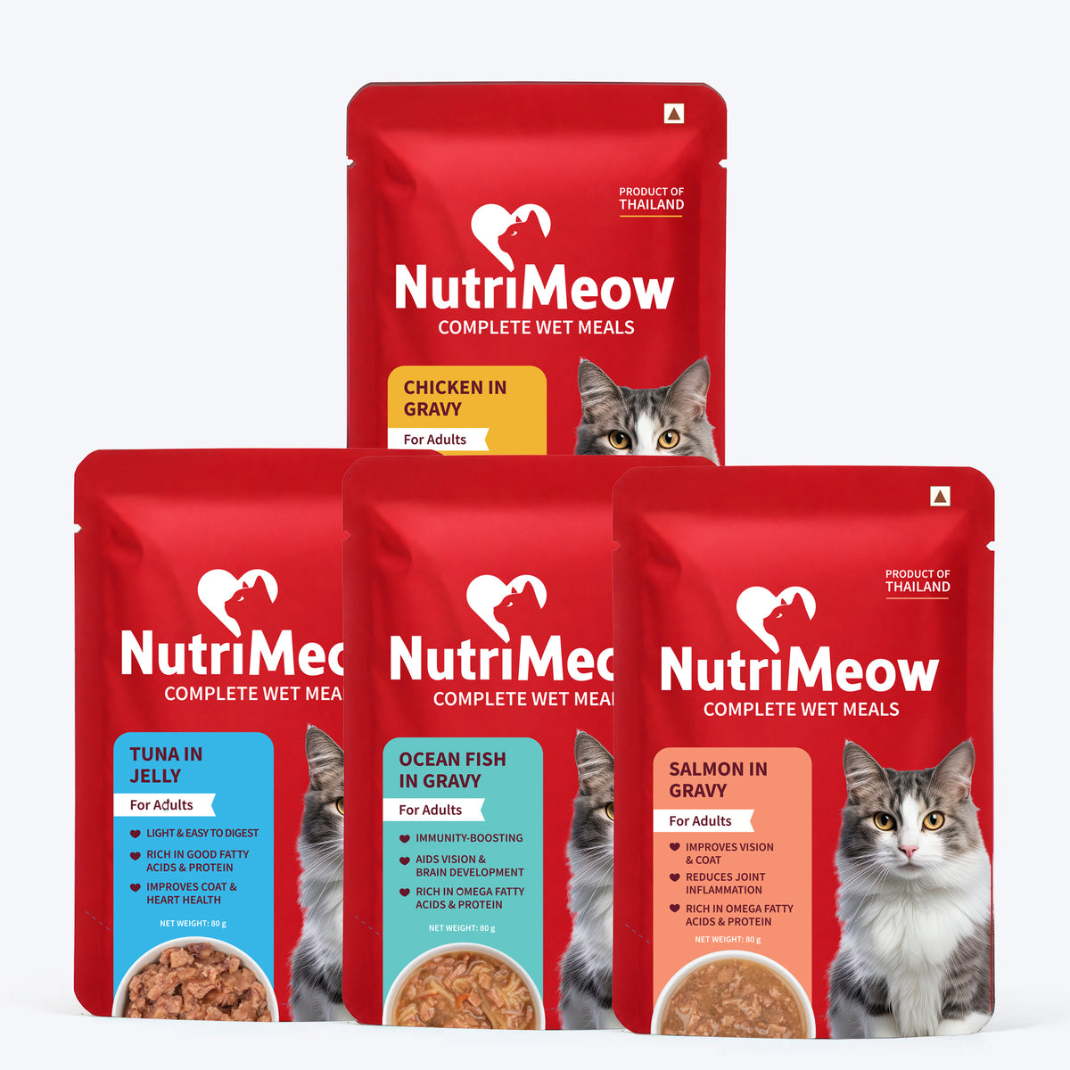 NutriMeow Adult Cat Food Trial Pack of 4 (80 gm each)