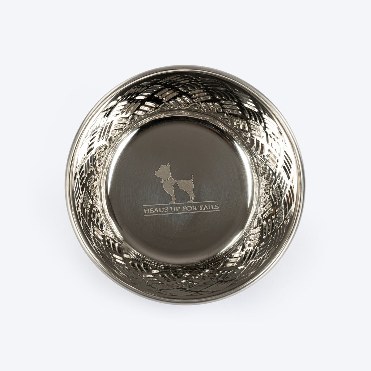 HUFT Sniff N' Snack Embossed Steel Bowl For Dogs - Grey - Heads Up For Tails