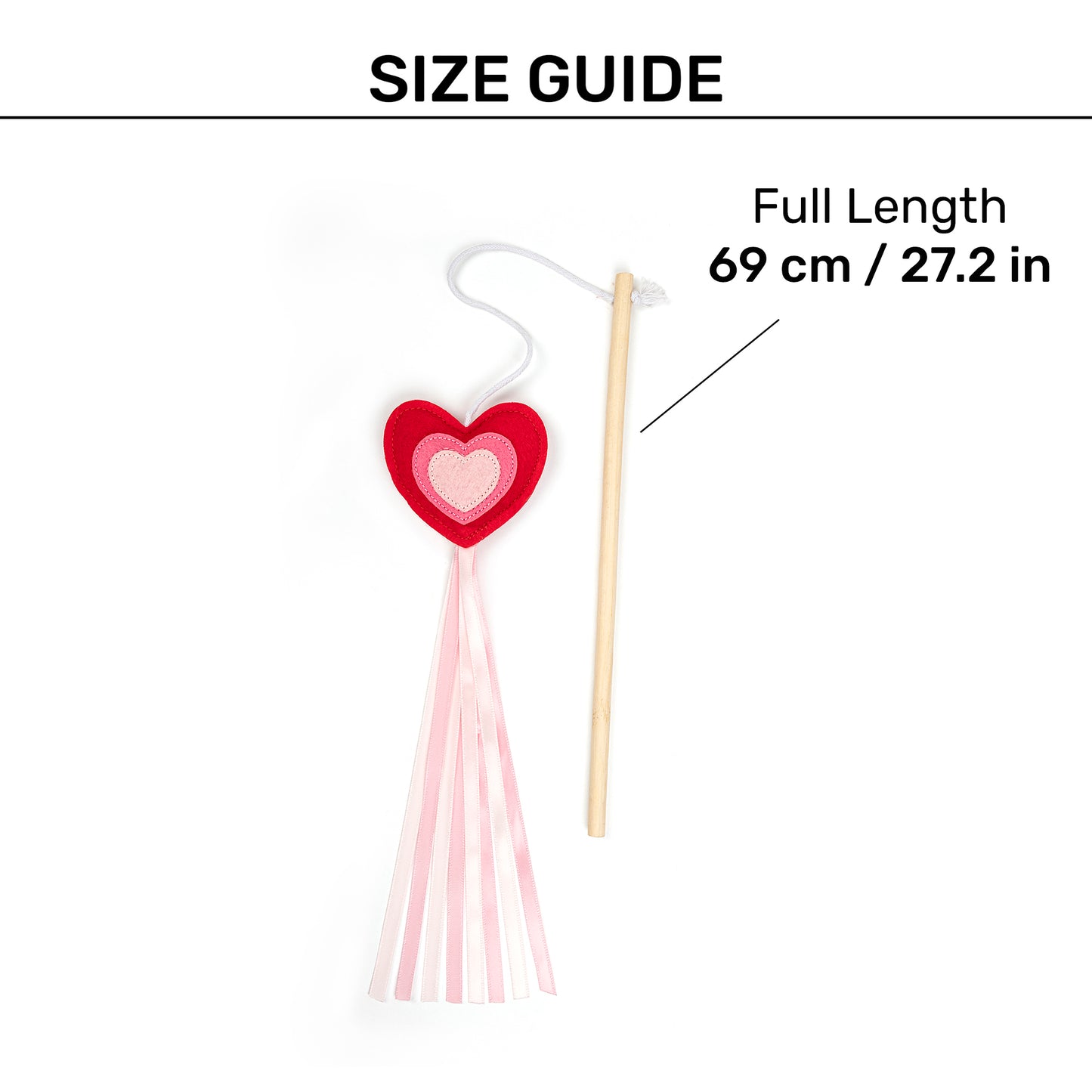 HUFT Love Heart Teaser Wand Toy For Cat - Multicolor - Heads Up For Tails