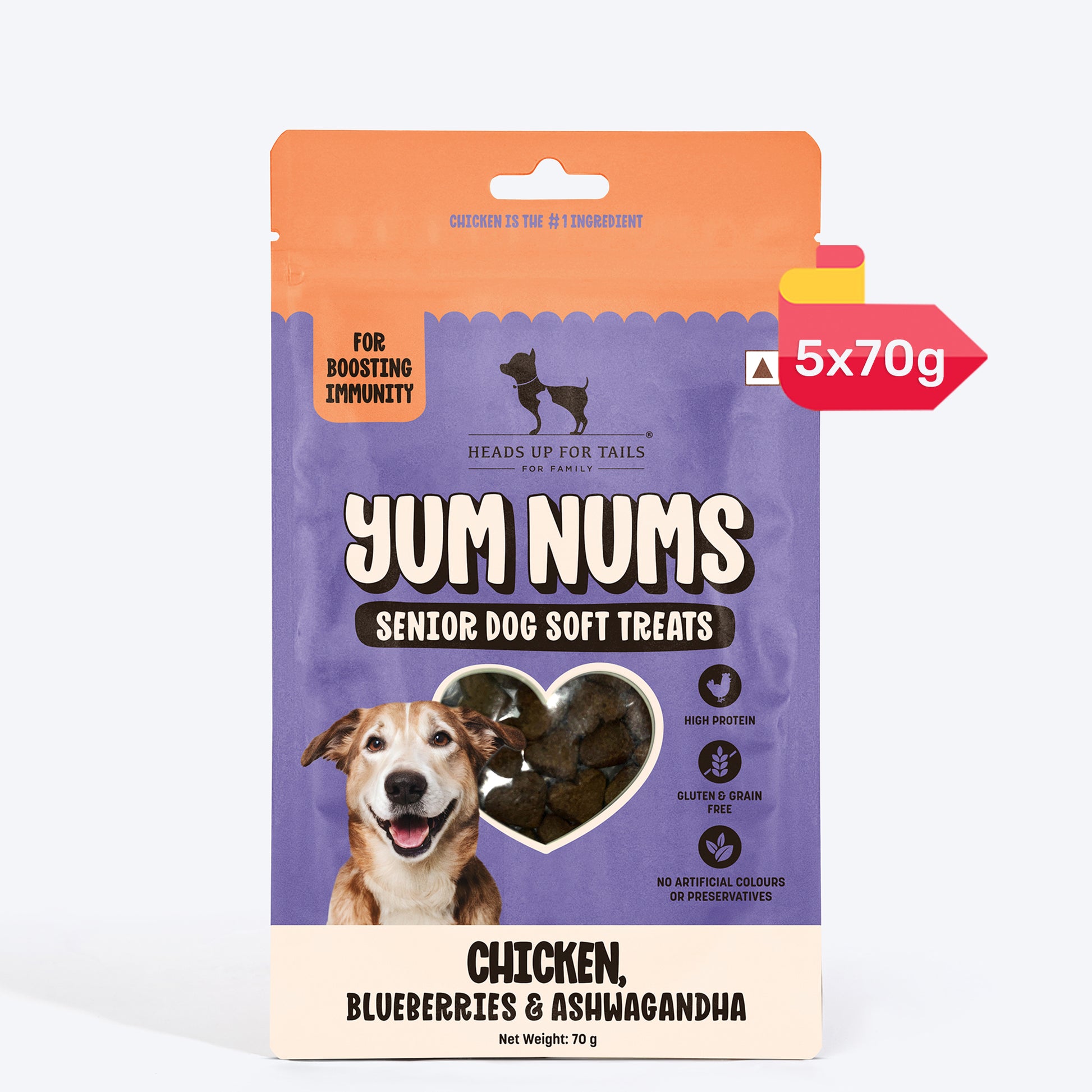 HUFT Yum Nums Chicken, Blueberries & Ashwagandha Soft Treat For Senior Dog - 70 gm_05