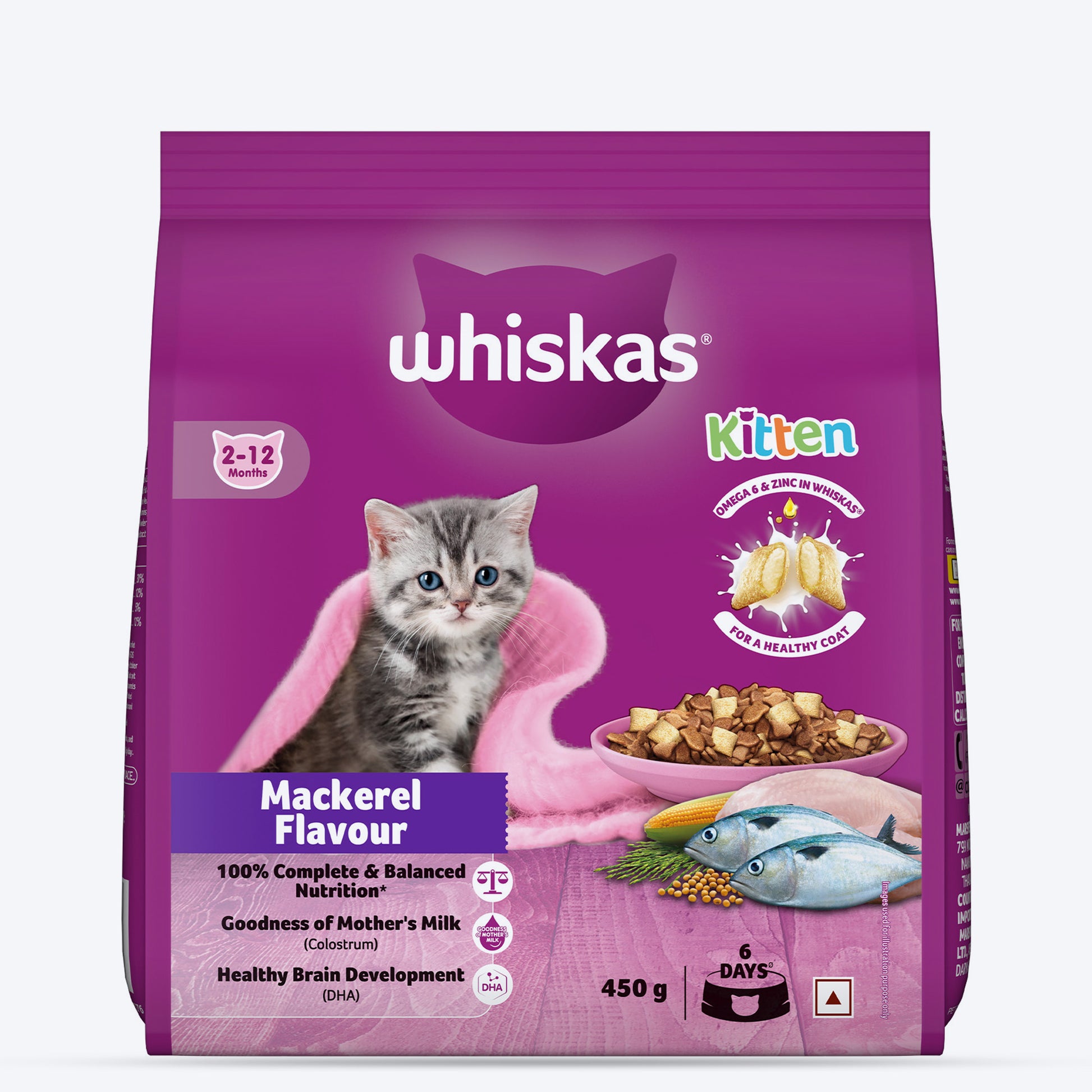 Whiskas Mackerel Flavour Dry Food For (2-12 Months) Kitten - Heads Up For Tails