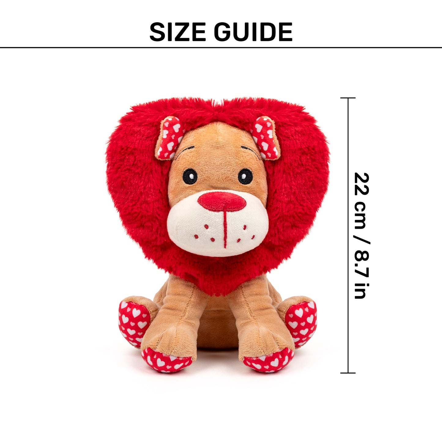 HUFT Love Lion Squeaky Plush Toy For Dog - Beige & Red