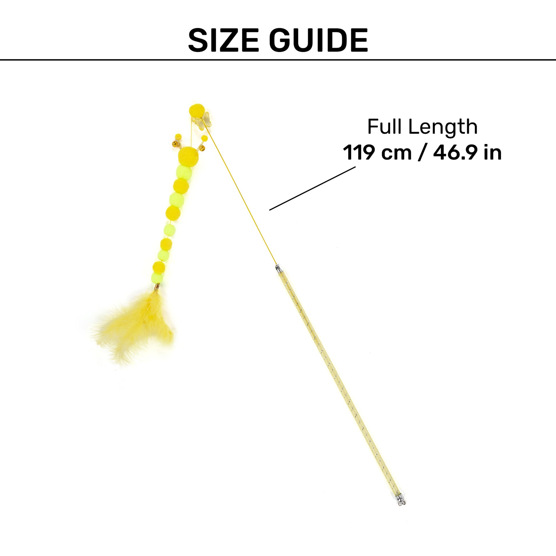 TLC Pompom Dazzle Wand Toy For Cat - Yellow - Heads Up For Tails