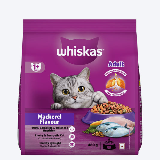 Whiskas Adult (1+ Years) Mackerel Flavour Dry Cat Food - Heads Up For Tails