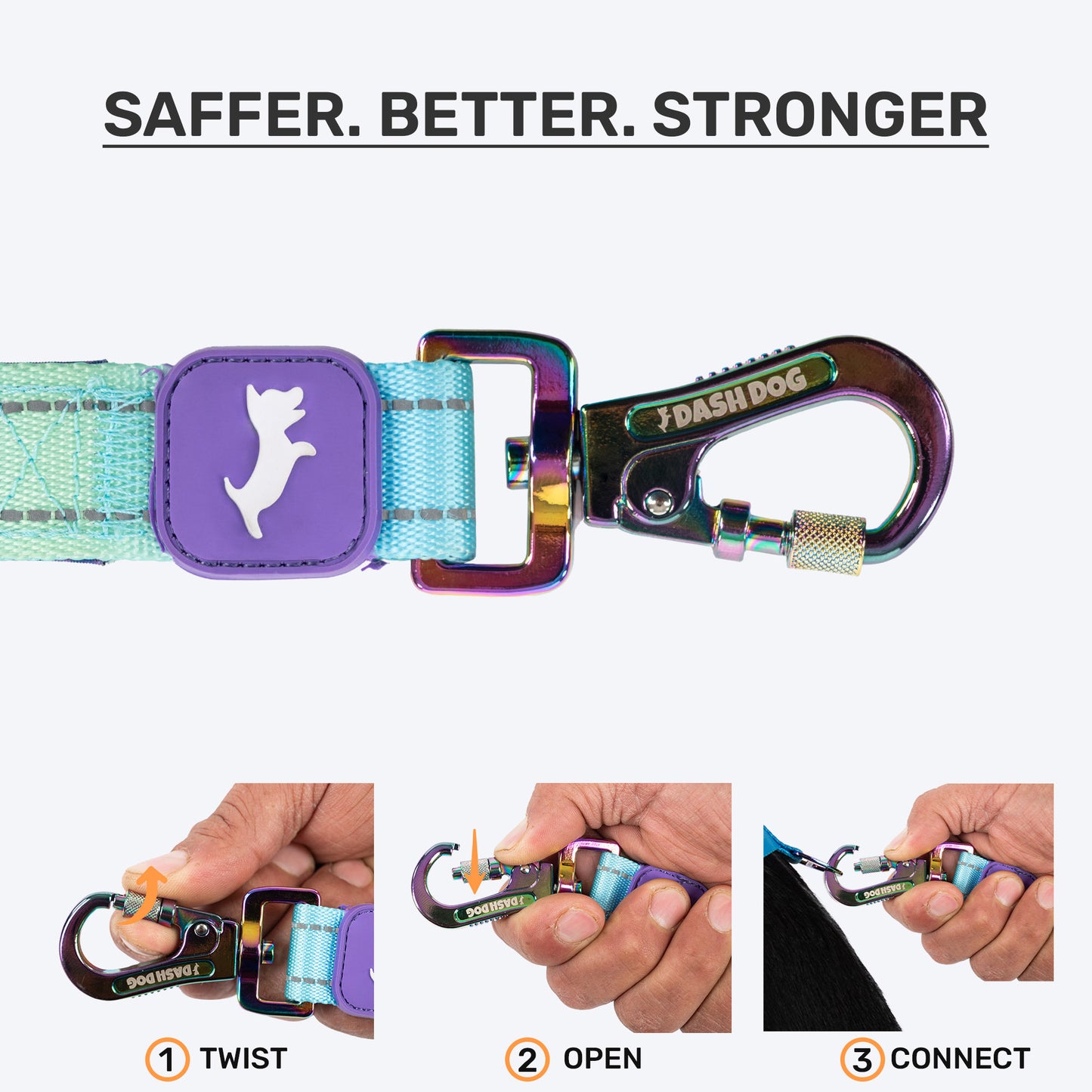 Dash Dog Ethernal Fade Dual Handle Leash For Dog - Aqua