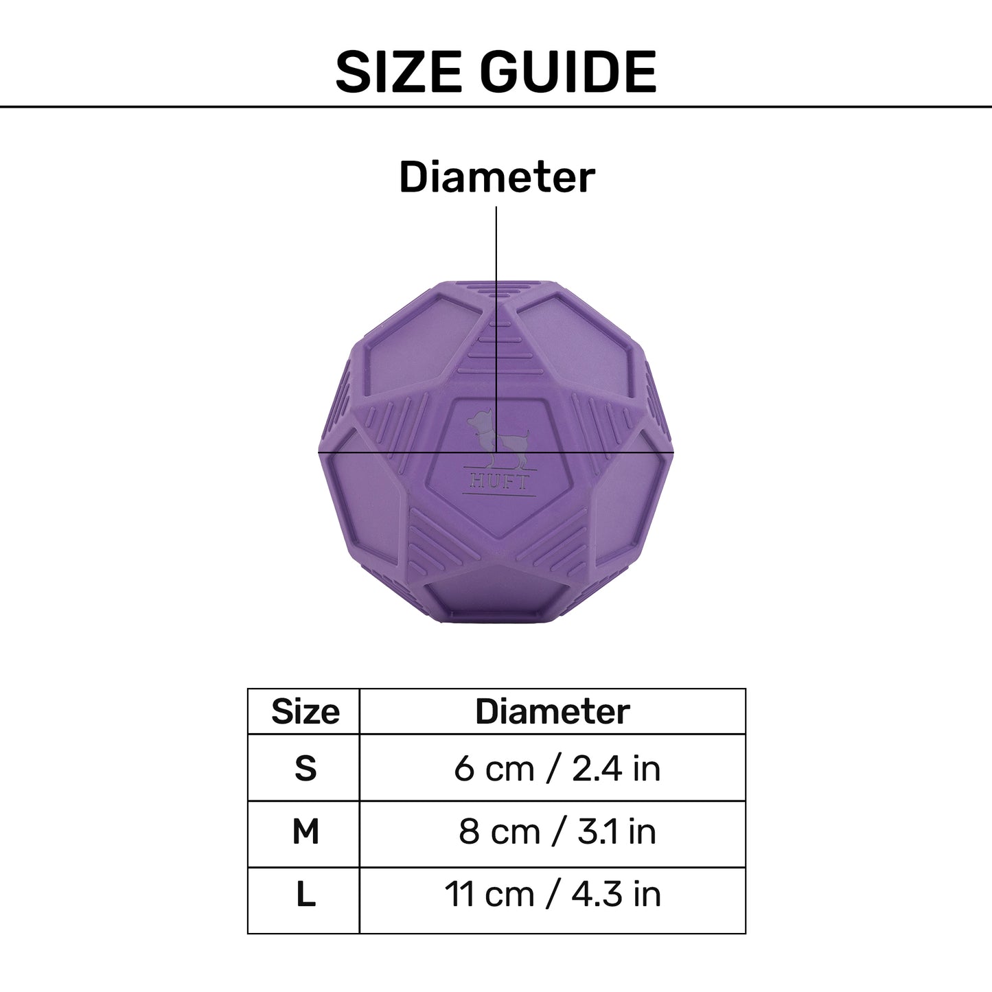 HUFT Chewtastic Bounce & Treat Ball Chew Toy For Dog - Purple - Heads Up For Tails