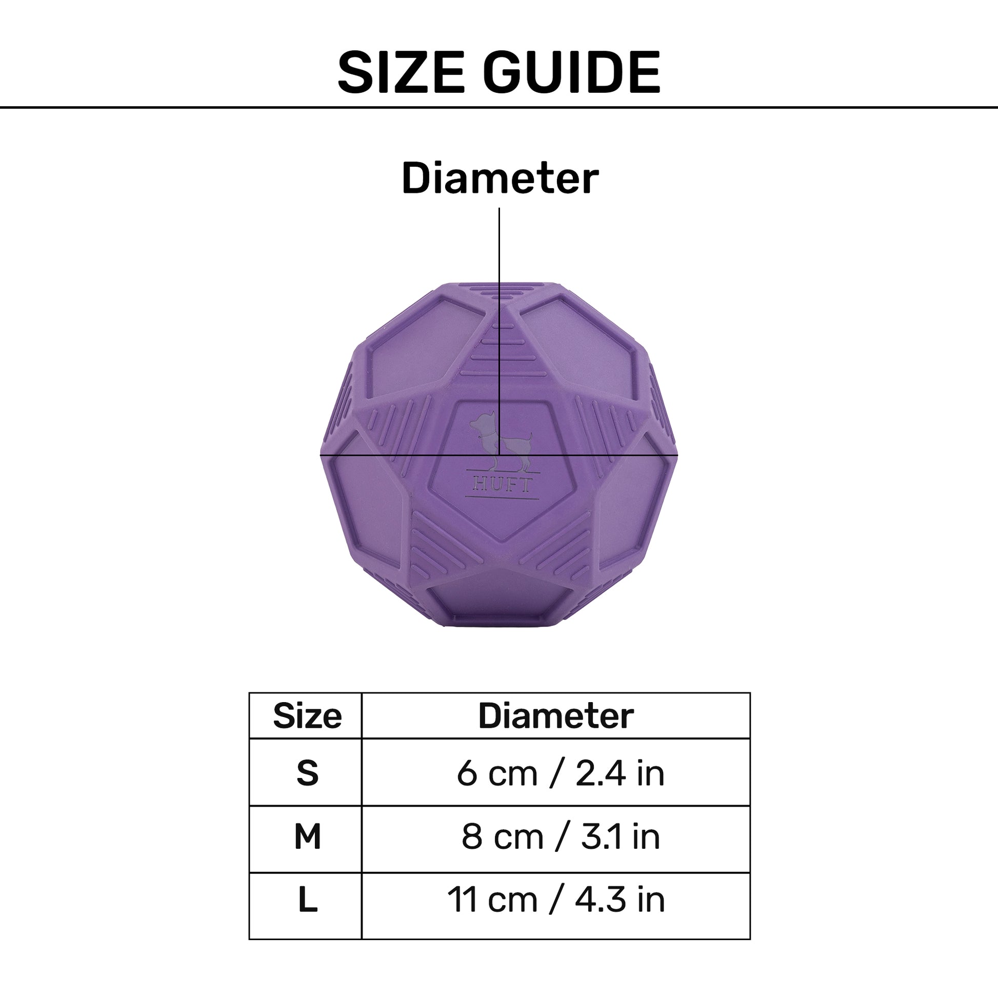 HUFT Chewtastic Bounce & Treat Ball Chew Toy For Dog - Purple - Heads Up For Tails