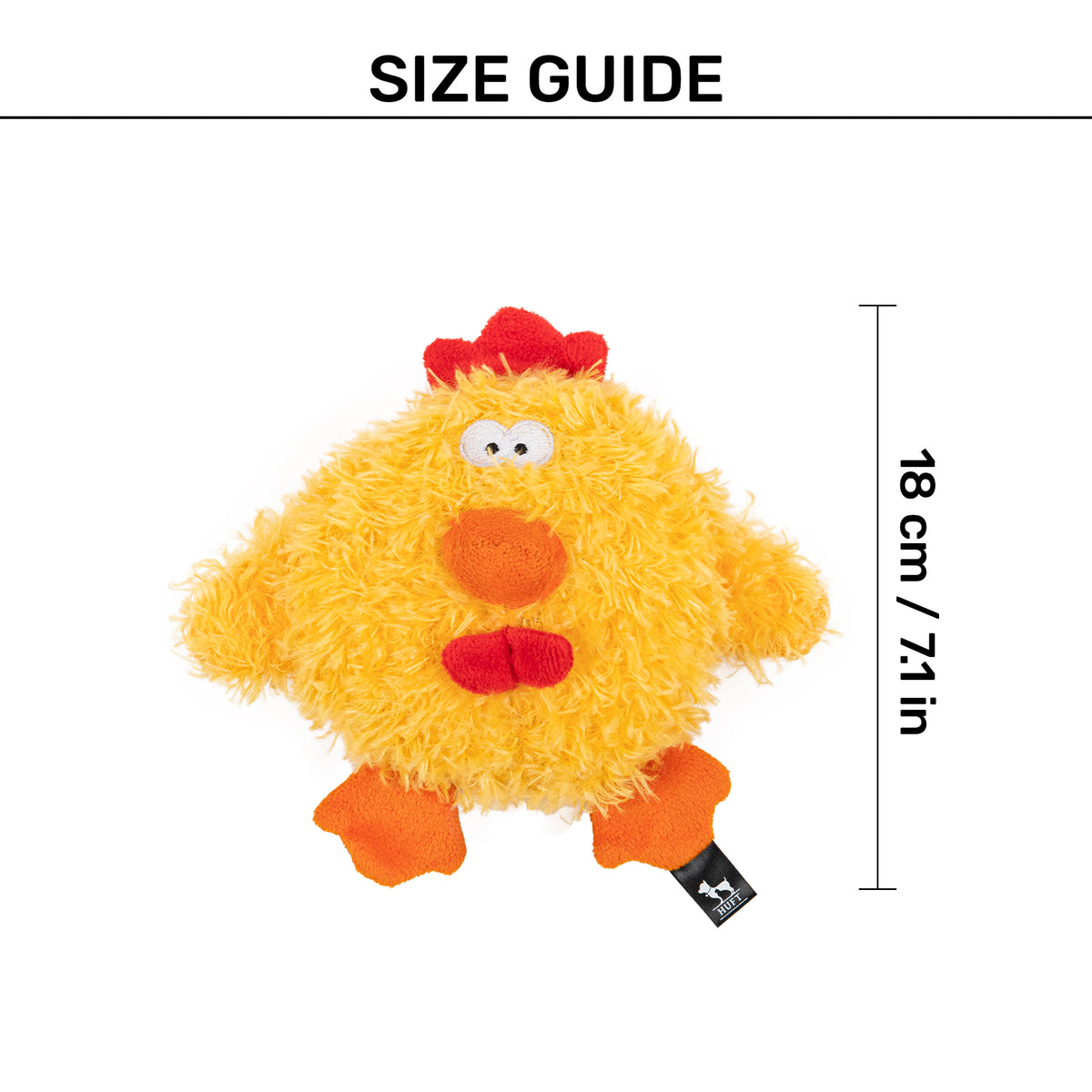 HUFT Miss Chicklet Squeaky Plush Toy For Dog - Yellow - Heads Up For Tails