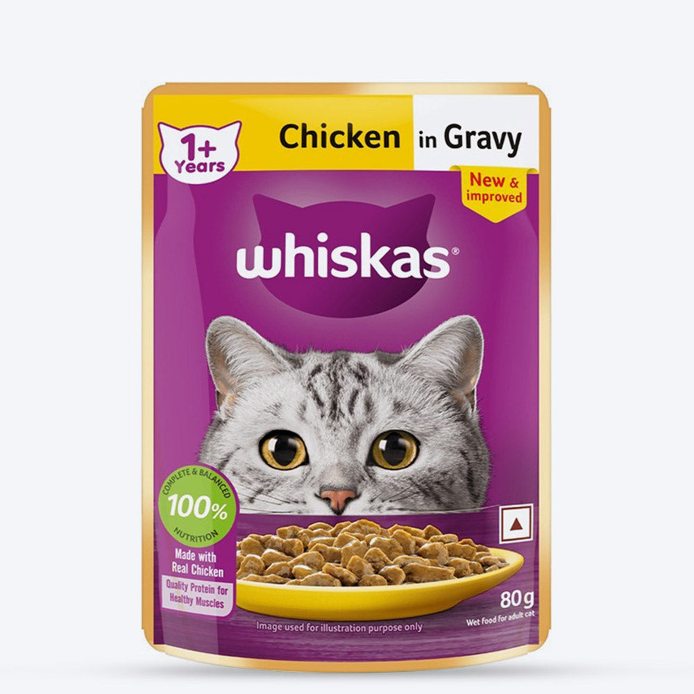 Whiskas Chicken in Gravy (1+ Years) Wet Food For Adult Cat - 80 gm Pack