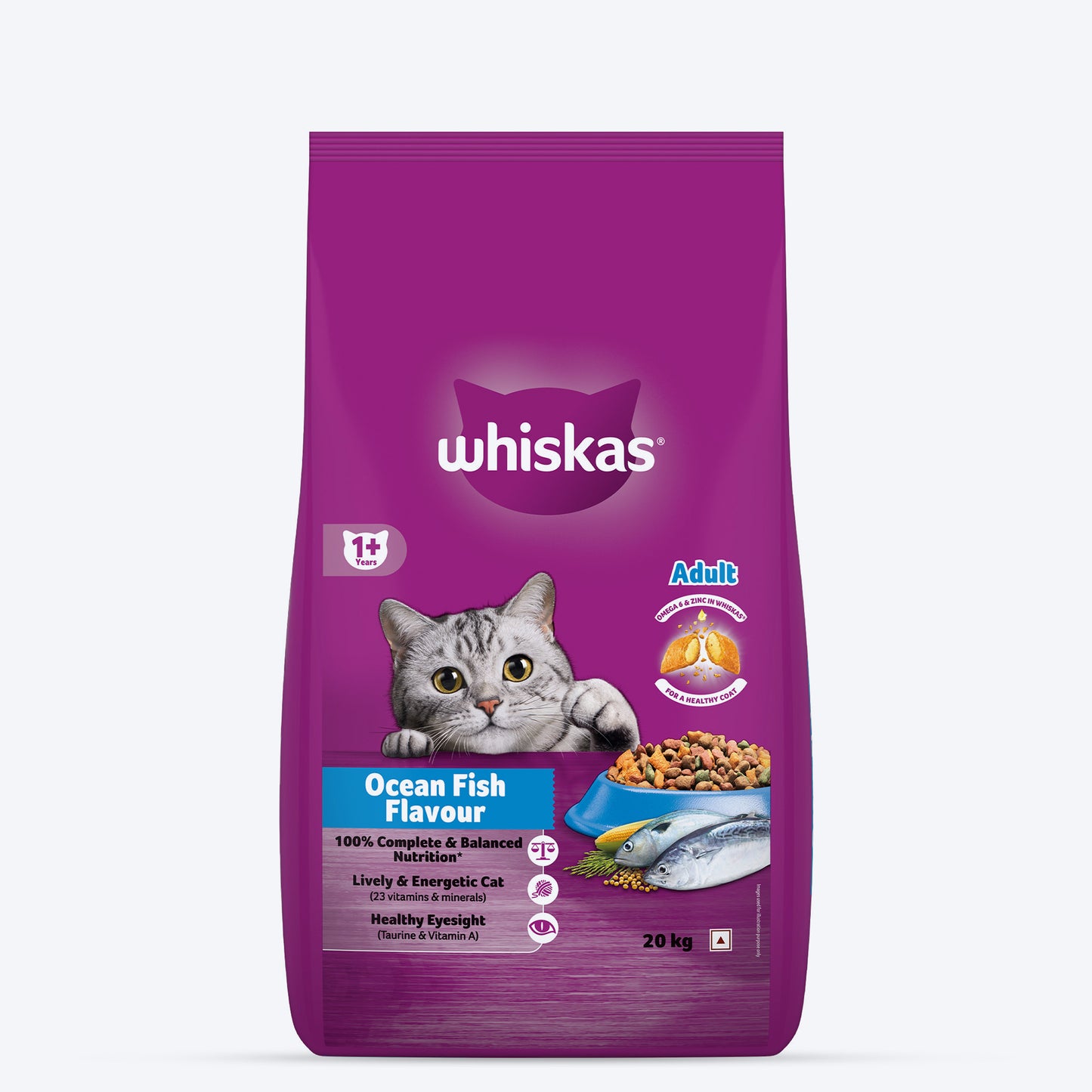 Whiskas Adult (1+ Years) Ocean Fish Flavour Dry Cat Food - Heads Up For Tails