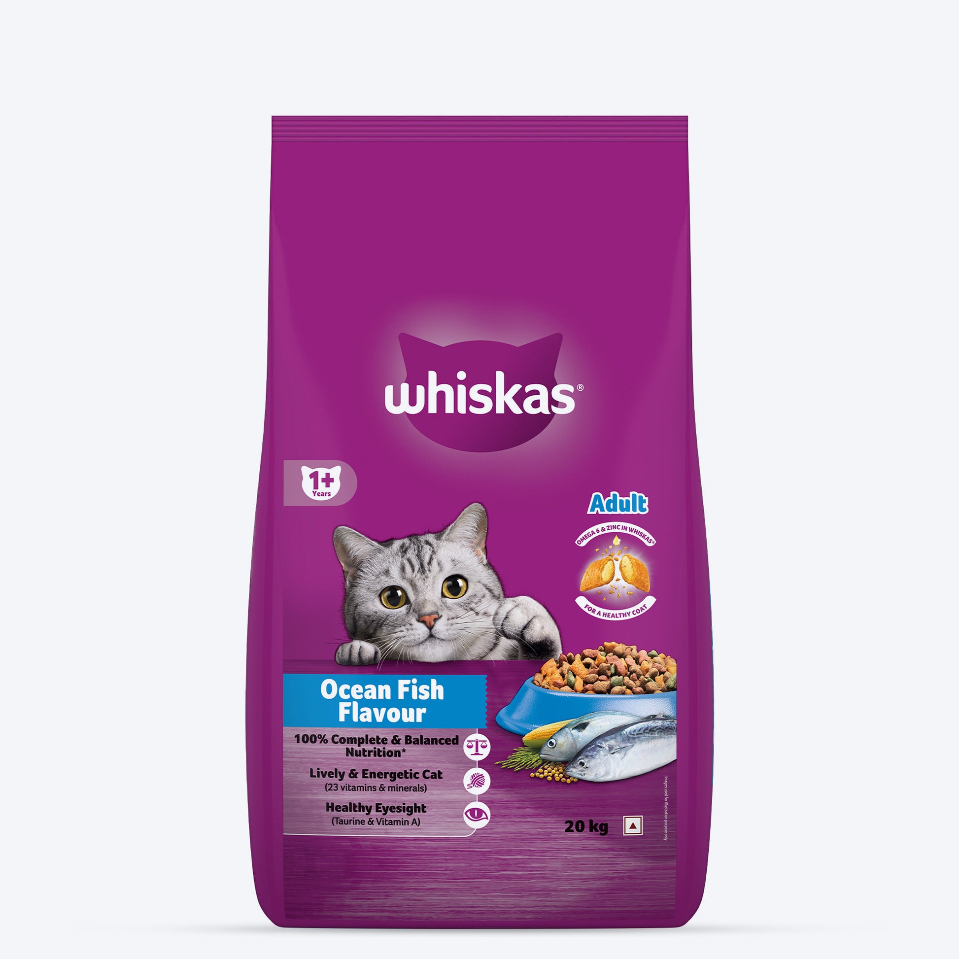 Whiskas Adult (1+ Years) Ocean Fish Flavour Dry Cat Food - Heads Up For Tails