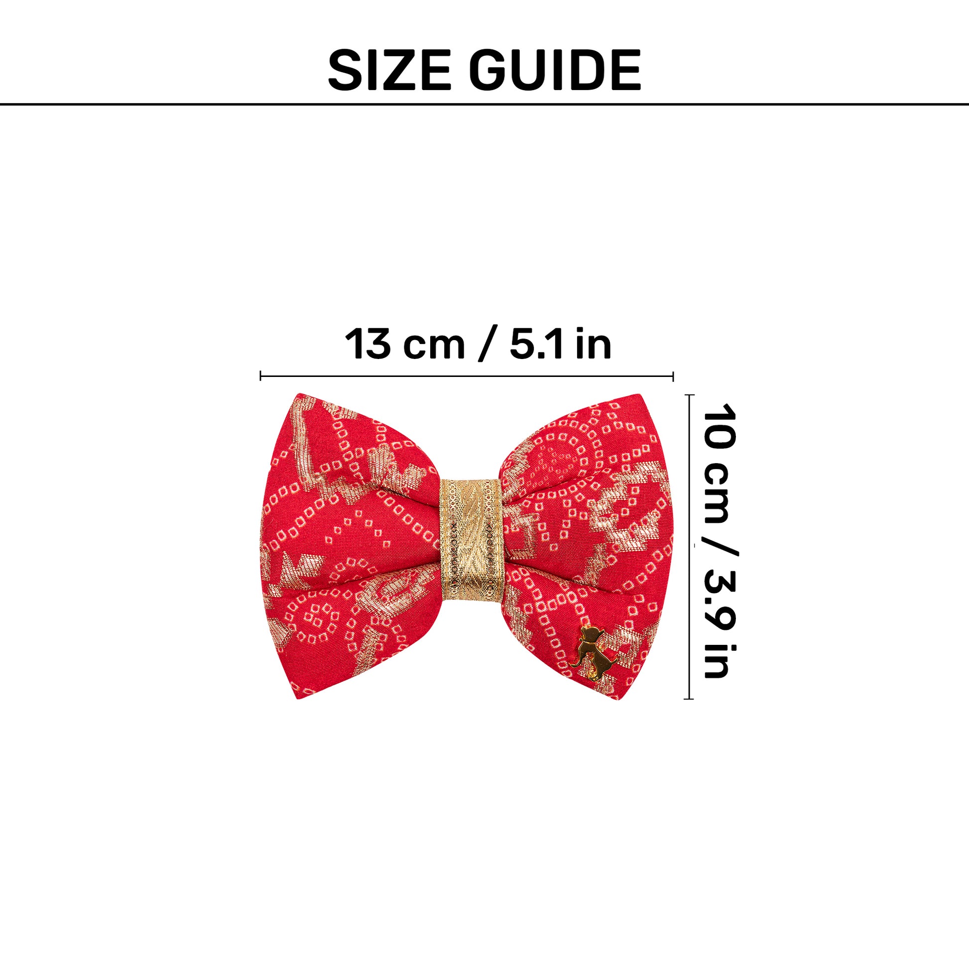 HUFT Bandhani Breeze Bow Tie For Dog - Scarlet Red - Heads Up For Tails