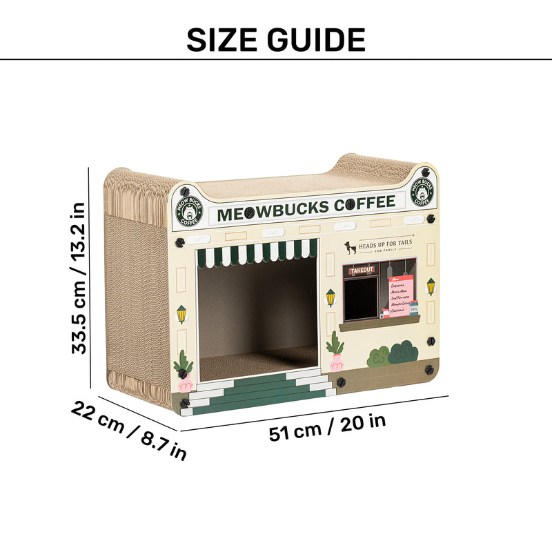 HUFT Meowbucks Coffee Shop Scratcher For Cat - Multicolor - Heads Up For Tails