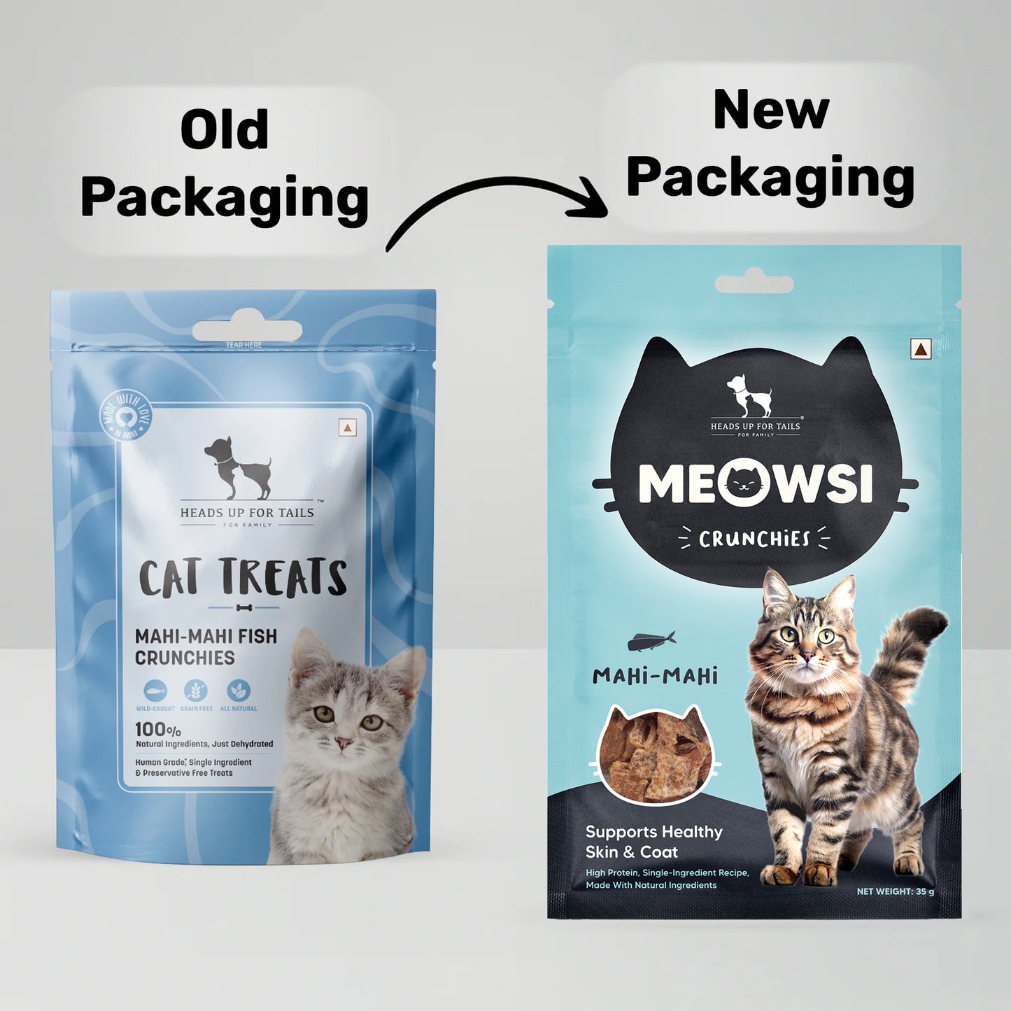 Meowsi by HUFT Mahi Mahi Fish Crunchies Cat Treats - 35 g - Heads Up For Tails